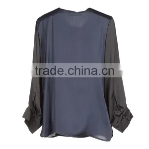 Ladies' Fashion Long Sleeves Color Combination High Quality and Best Price Ladies Blouse Free Patterns Free thumbnail-2