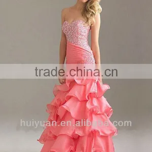 Backless Floor Length Heavy Beaded Red Mermaid Dress thumbnail-2