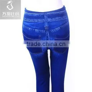 Seamless Dark Blue Retro Demin Sexy Legging thumbnail-5