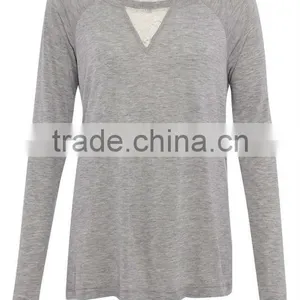 100% Viscose Knit Top With Lace Inserted Back thumbnail-1