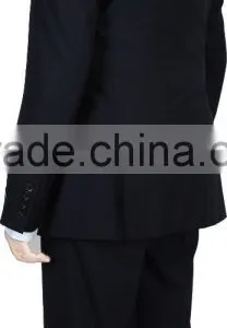 NAAMS MEN'S WOOL 2 BUTTON 2 VENT SLIM FIT SUIT JACKET FLAT FRONT PANT NAVY HERRINGBONE thumbnail-3