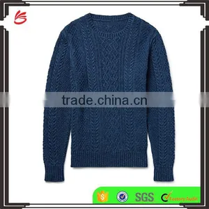 High Quality China Customed Latest Sweater Designs for Men Ribbed Trims Wool Blend Sweater thumbnail-1