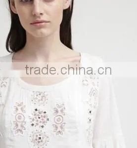 Embroidered Casual Cotton Dress Design for Pregnant Woman thumbnail-3