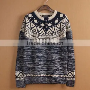 The Long Sleeve National Print Design Knitting Pullover Casual Men Knitted Sweater thumbnail-1