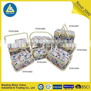 Single Handle Sewing Baskert With Sewing Kit Accessories , Various Colors And Patterns thumbnail-5