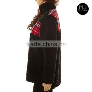 Factory Custom Pullover Oversize Plaid Sweater Woman thumbnail-2