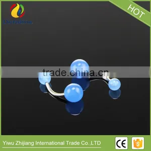 7 Colors Nightlight Stainless Steel Body Piercing of the Double Acrylic Ball Belly Button thumbnail-3