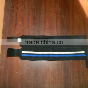 Weight Lifting Wrist Wrap Black With White Blue Stripes thumbnail-4
