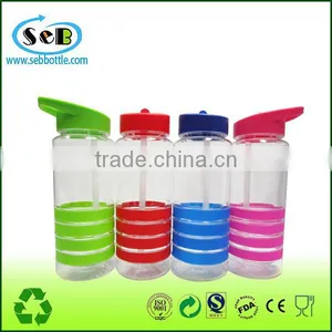 BPA Free Plastic Water Bottles With Silicone Sleeve, Plastic Water Bottle With Silicone Ring thumbnail-1