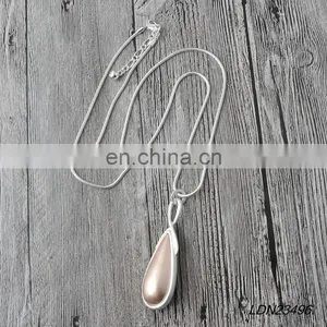 Mixed Color Metal Necklace Teardrop Pendant thumbnail-5