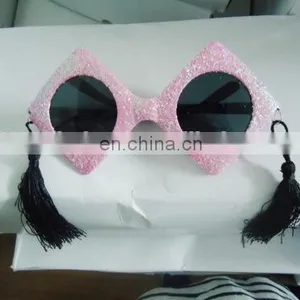 Pink Lady Funny Party Sunglasses With Tassels thumbnail-1