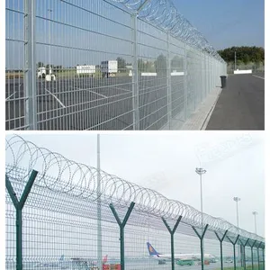 3m Height Welded Airport Fence Top With Razor Barbed Wire thumbnail-4