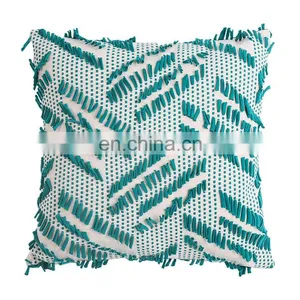Boho Style Colorful Hand Block Indian Pillow Cover Decorative 18X18" Embroidery Chindi Cushion Cover thumbnail-3