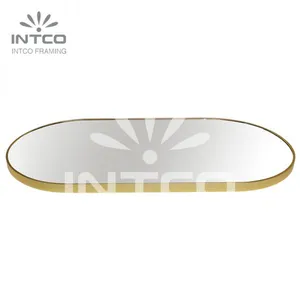 Aluminum Frame Wall Mirror, Pill Shaped Wall Mirror, Metal Frame Bathroom Mirror thumbnail-2