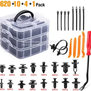 Black Plastic Auto Fastener Push Type Rivet Retainer Removal Tool Kit thumbnail-1