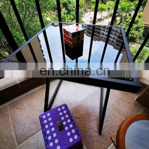 HOT Sell Living Room Table America Style Sofa Side Table Metal Table With Glass Top thumbnail-3