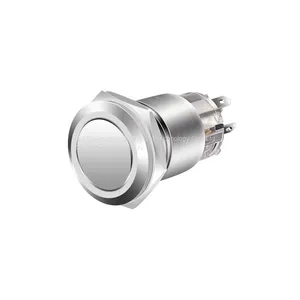 J&V 19MM Copper Nickel Plated Flat Head Explosion-proof Push Button Switch thumbnail-1