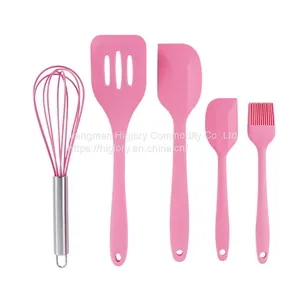 Home and Kitchen Accessories 5Pcs Heat Resistant Food Silicone Kitchen Utensils Cooking Spatula Set thumbnail-4
