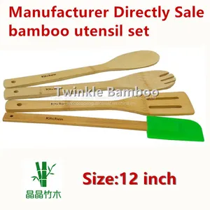 Bamboo Kitchen Utensil With Silicon Case,Wholesale Bamboo Utensil Set From China thumbnail-1