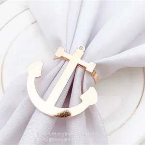 Eco-friendly Metal Gold Ship Anchor Napkin Rings Serviette Holder for Wedding Party Restaurant Home Table Decoration thumbnail-3