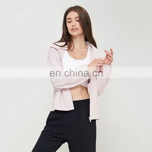 New Arrival Anti-UV Cool Fabric Loose Casual Outdoor Sports Gym Fitness Wear Full Zip Yoga Jacket UPF 50+ Pocket For Women thumbnail-5