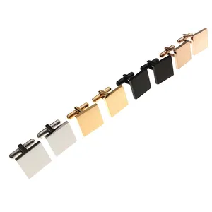 Stainless Steel Quadrate Cufflinks Waterproof Jewelry for Men With Customizable Name Logo thumbnail-1