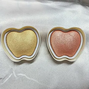 Factory OEM Apple Shape Make up Face Shimmer Highlighter Baked Powder Glow Loose Makeup Highlighter Powder Polvo De Cara thumbnail-2