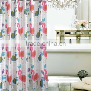 Lovely Design for Children Waterproof Polyester Flower Printed Shower Curtain thumbnail-2
