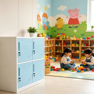 Blue Color Small 4 Doors Steel Locker School Kindergarten Metal Storage Cabinet Locker thumbnail-3