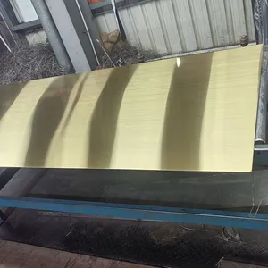 Hairline Gold Color Stainless Steel Sheet PVD Ti-Coated 1219x2438mm for Wall Panels and Elevator Decoration thumbnail-2