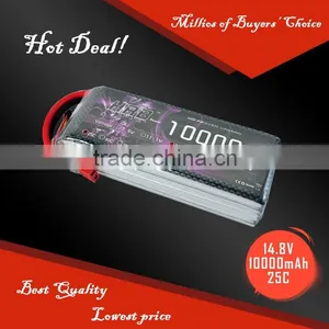 HRB 4S 14.8V 10000mah 25C Rechargable Battery Lipo for RC Helicopter Car Pack thumbnail-1