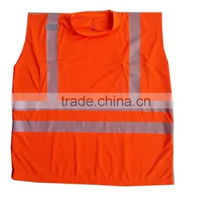 Red Mesh Fabric hi Visibility Reflective T-shirt Without Sleeve thumbnail-2