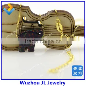 12*14mm Synthetic Elephant Opal Gems Pendant Gold Necklace For Wedding Dresses thumbnail-2