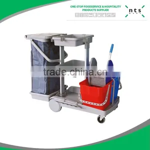 Multifunctional Resthotel Restaurant Office Janitor Cart, Cleaning Trolley,cleaning Service Cart Quality Choice thumbnail-1