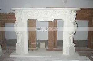 Nature White Stone Engraved Fireplace thumbnail-1