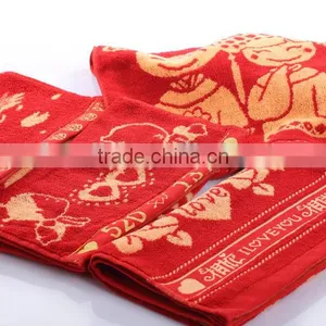 Chinese Element 100% Cotton Red Towel for Wedding thumbnail-5