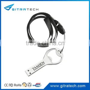 Bottle Opener Stainless Steel USB Flash Drive Key Shape With Logo and Lanyard thumbnail-4