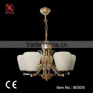 Cream White Glass Pendant Lamp Chandelier With Gold Metal thumbnail-1