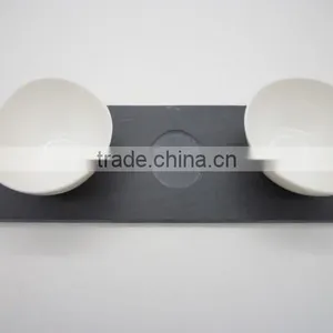 [factory Direct] 26.5x10cm Cut Edge Rectangle Slate Coaster With 3 Notches And 3 Cups Item BD-26P510D1AK thumbnail-4