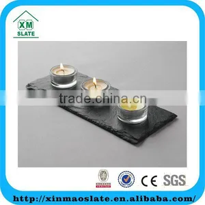 [factory Direct] 25x12cm Natural Edge Rectangle Shape Oiled Slate Candle Holder Item thumbnail-1
