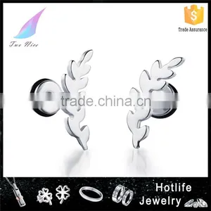 Fashion Hot Sale Wholesale Design 2016 Stainless Steel Leaf Earring thumbnail-1