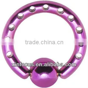 10 Gauge INDUSTRIAL PUNCHED Electric Pink TITANIUM BCR Body Jewelry thumbnail-1