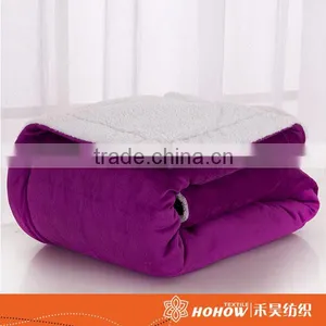 100% Polyester Fiber Blanket Purple Flannel Warm Plain Blankets thumbnail-1