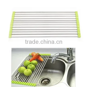Over Sink Roll Up Dish Drying Mat / Stainless Steel Drain Rack thumbnail-1