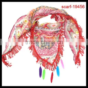 Fashion Ladies Colorful Digital Print Tassel Scarf thumbnail-1