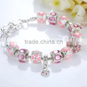2016 Fashion Pink Alloy Glass Bracelet thumbnail-3