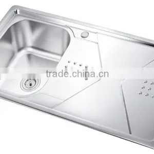 SC-129 China Supplier Most Hotsale Single Bowl Stainless Steel Sink With Drain Board thumbnail-2