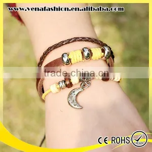 Moon Multilayers Cheap Teen Leather Cuff Bracelet thumbnail-4