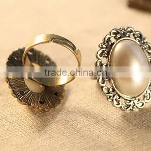 Sweety Girls'Jewelry Fresh Water Pearl Multi Gem Stone Halo Plated Vintage Engagement Ring WholeSale thumbnail-1