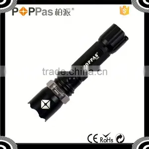 Promotion POPPAS T809 3W XPE Zoomable Bright Rechargeable Aluminium 18650 Battery Led Riot Flashilght thumbnail-1